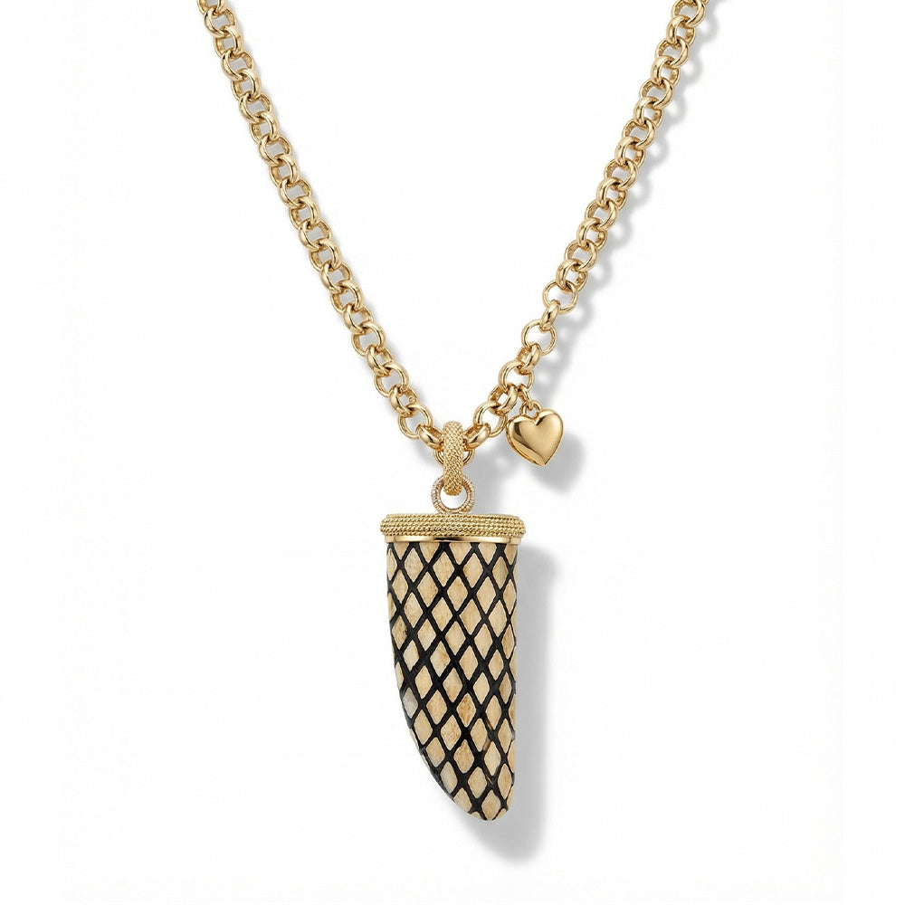 COLLANA LUNGA CON CORNO CON INCROCI DI LINEE