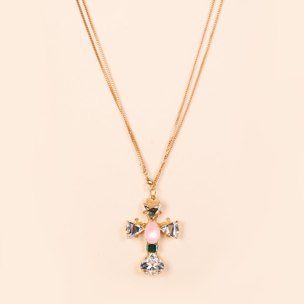 COLLANA LUNGA FINA CON PENDENTE A CROCE