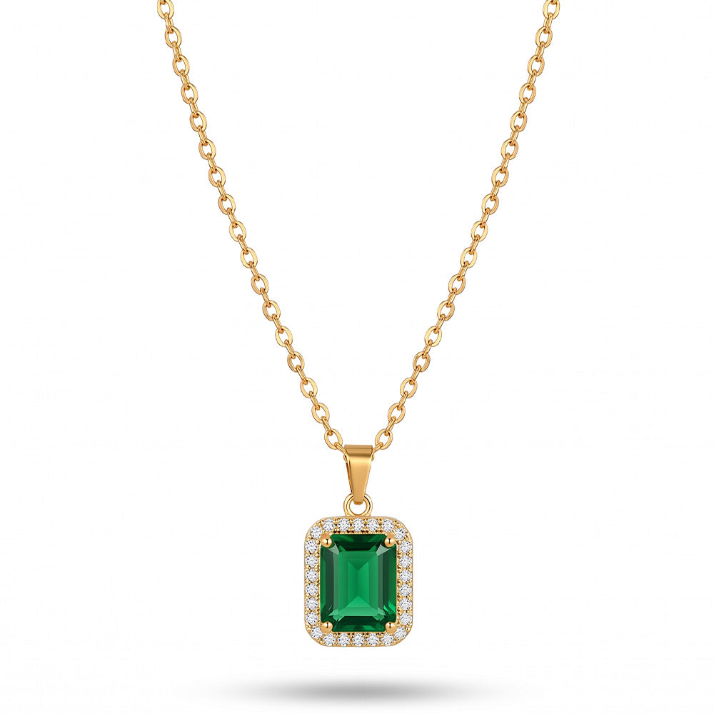 COLLANA A GIROCOLLO CON PUNTO LUCE COLORATO RETTANGOLARE CIRCONDATO DA STRASS