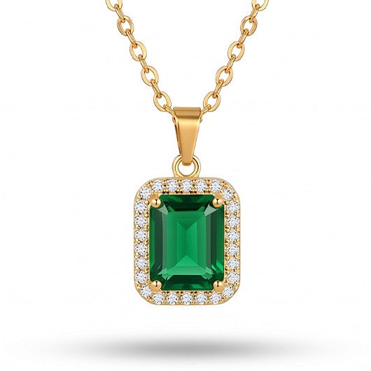 COLLANA A GIROCOLLO CON PUNTO LUCE COLORATO RETTANGOLARE CIRCONDATO DA STRASS
