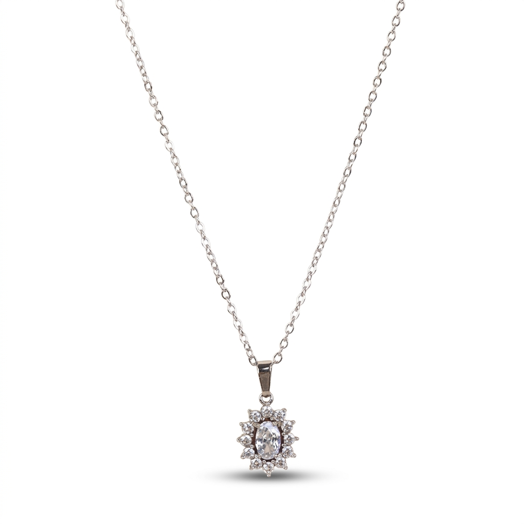 COLLANA GIROCOLLO PUNTO LUCE OVALE E STRASS