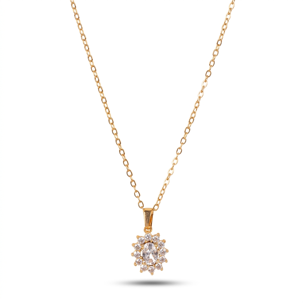 COLLANA GIROCOLLO PUNTO LUCE OVALE E STRASS