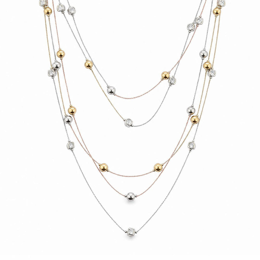 COLLANA CON DECORAZIONE A SFERA E QUADRATE CON PIETRE