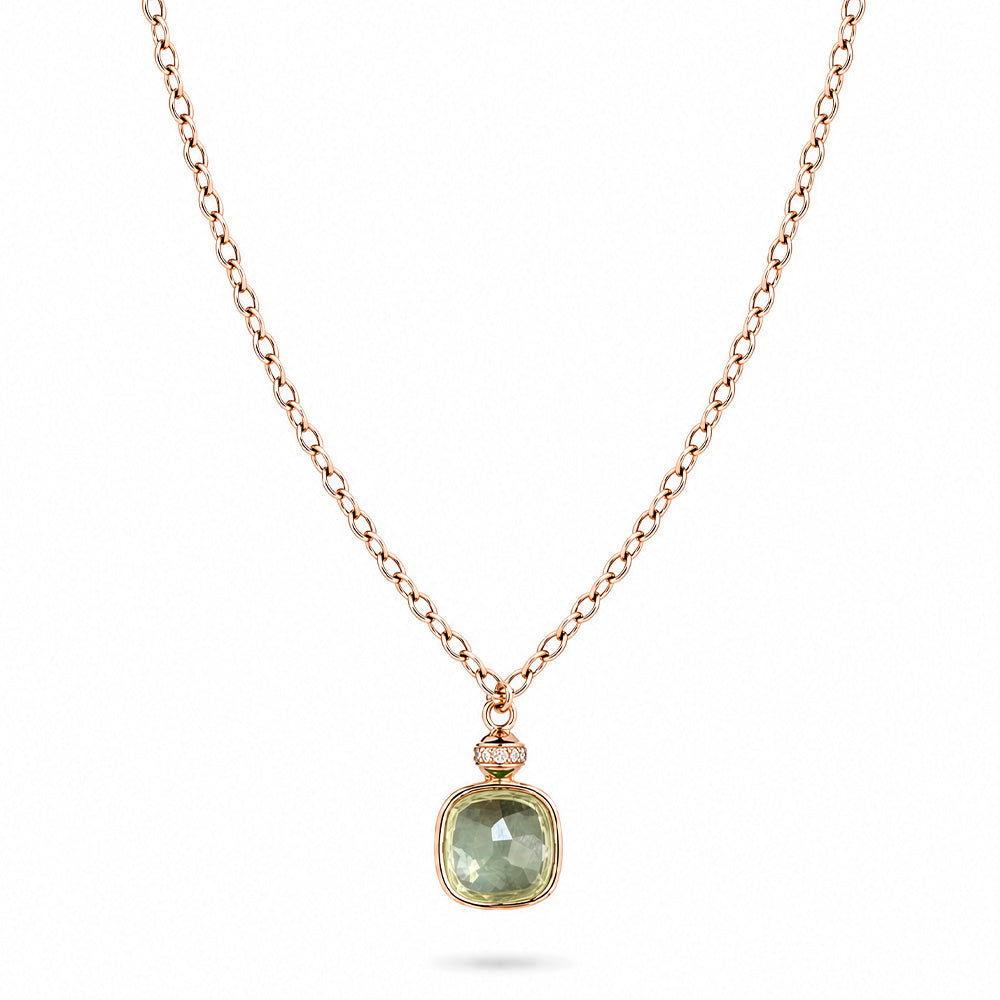 COLLANA GIROCOLLO CON PIETRA QUADRATA E STRASS
