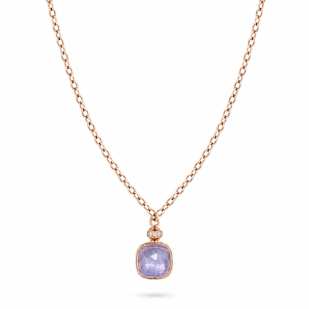 COLLANA GIROCOLLO CON PIETRA QUADRATA E STRASS