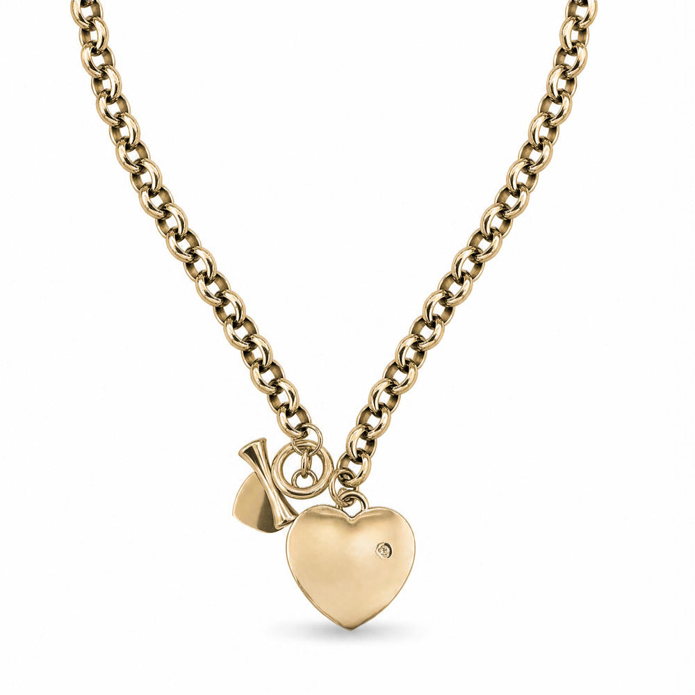 COLLANA A MAGLIA CIROCARE CON PENDENTE A FORMA DI CUORE CHIUSURA A T