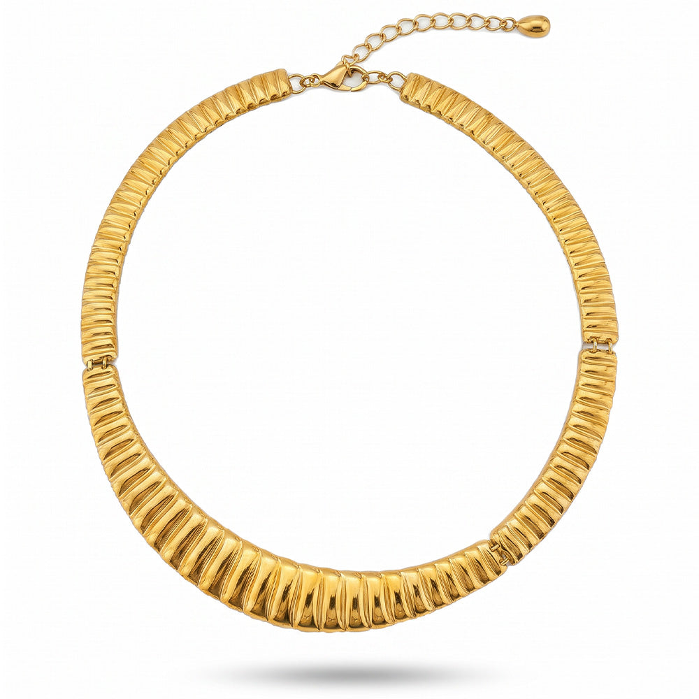 COLLANA SEMI RIGIDA DUE PEZZI EFFETTO MAGLIA