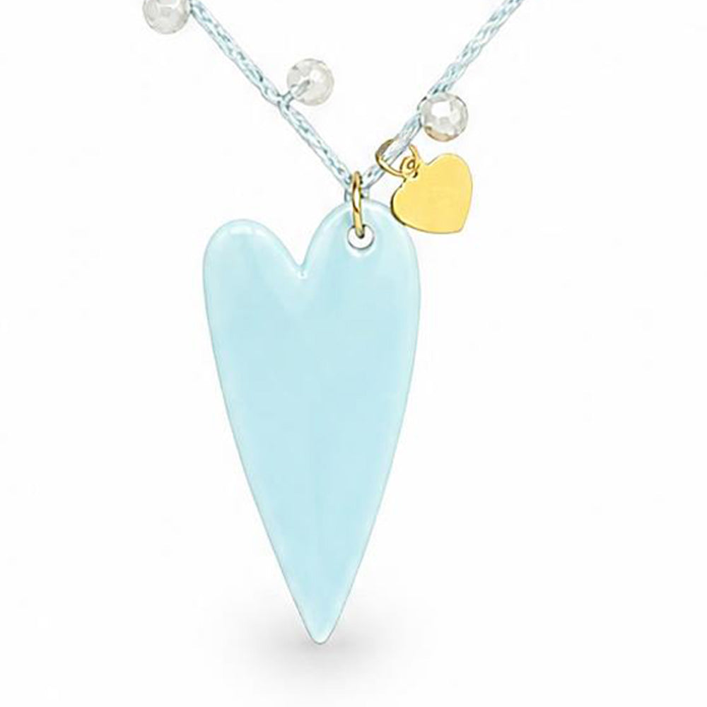 COLLANA LUNGA DI FILO E PERLINE CON CUORE PENDENTE