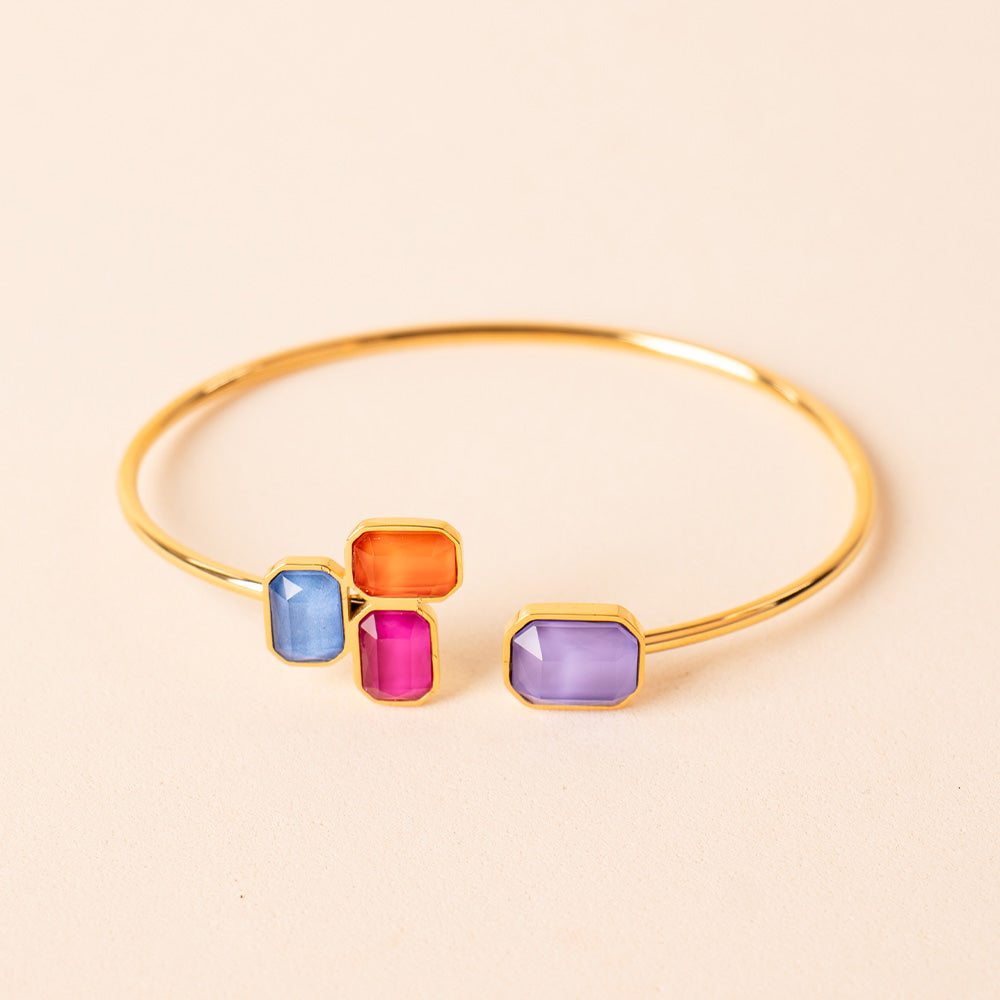 BRACCIALE RIGIDO CON PIETRE COLORATE RETTANGOLARI