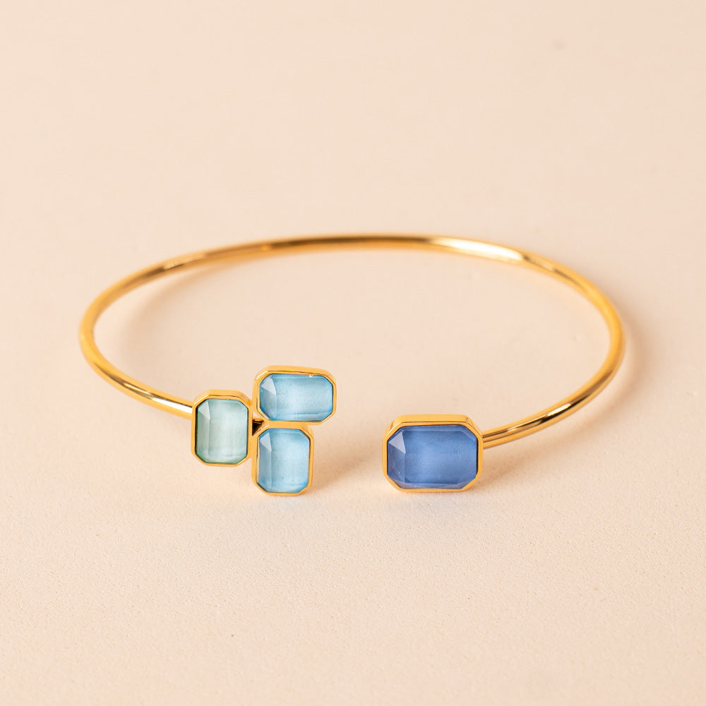 BRACCIALE RIGIDO CON PIETRE COLORATE RETTANGOLARI