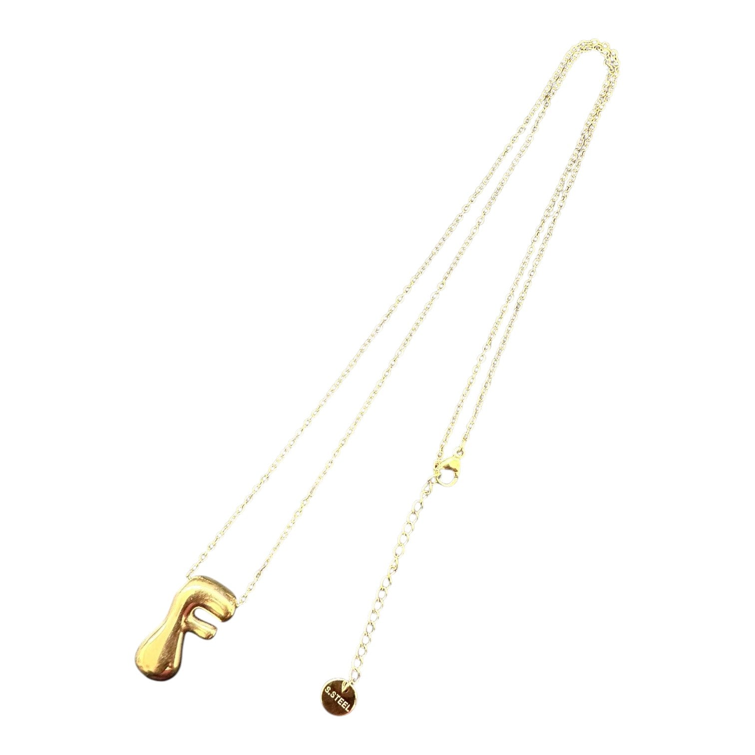 Collana girocollo Fanatikerie color oro con pendente a forma di lettera F grande e arrotondata in acciaio