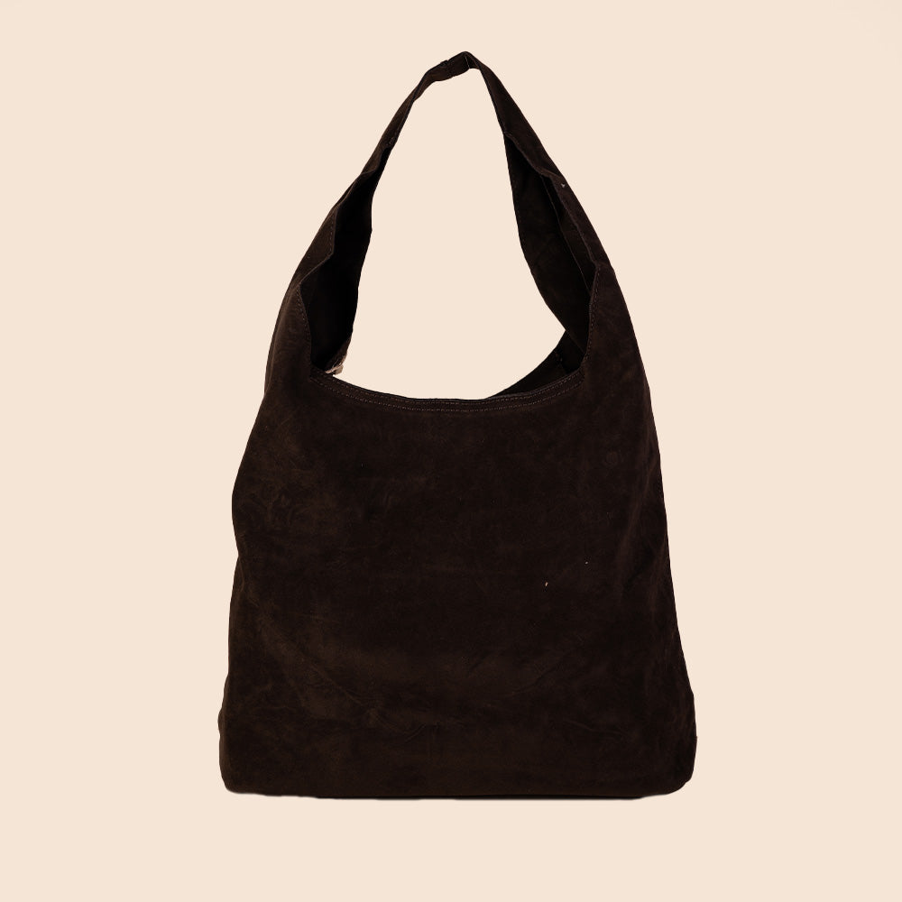 BORSA A SPALLA ECO CAMOSCIO CON SVUOTA BORSA E TRACOLLA ESTERNA