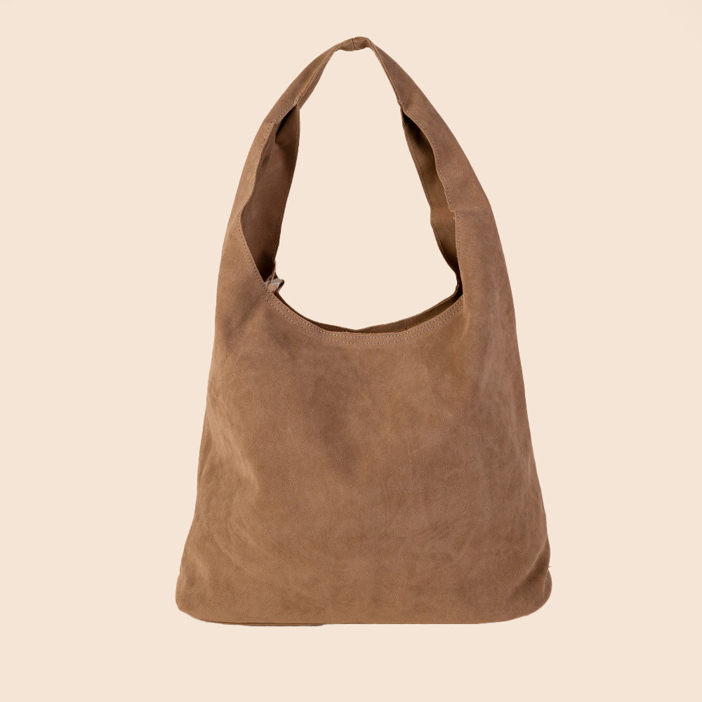 BORSA A SPALLA ECO CAMOSCIO CON SVUOTA BORSA E TRACOLLA ESTERNA