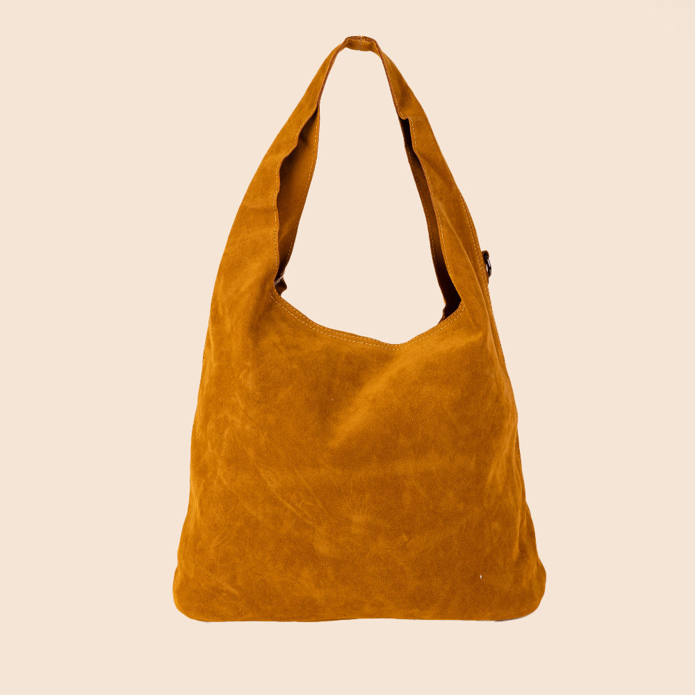 BORSA A SPALLA ECO CAMOSCIO CON SVUOTA BORSA E TRACOLLA ESTERNA