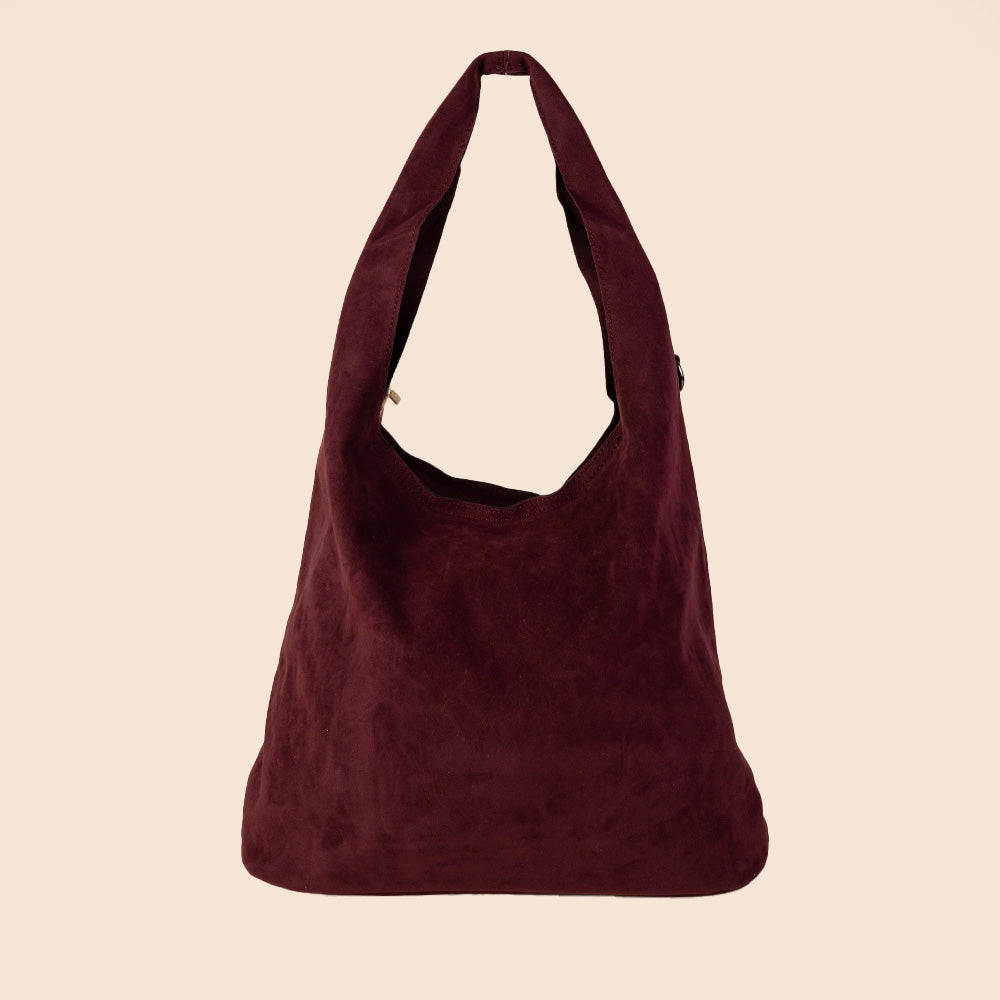 BORSA A SPALLA ECO CAMOSCIO CON SVUOTA BORSA E TRACOLLA ESTERNA