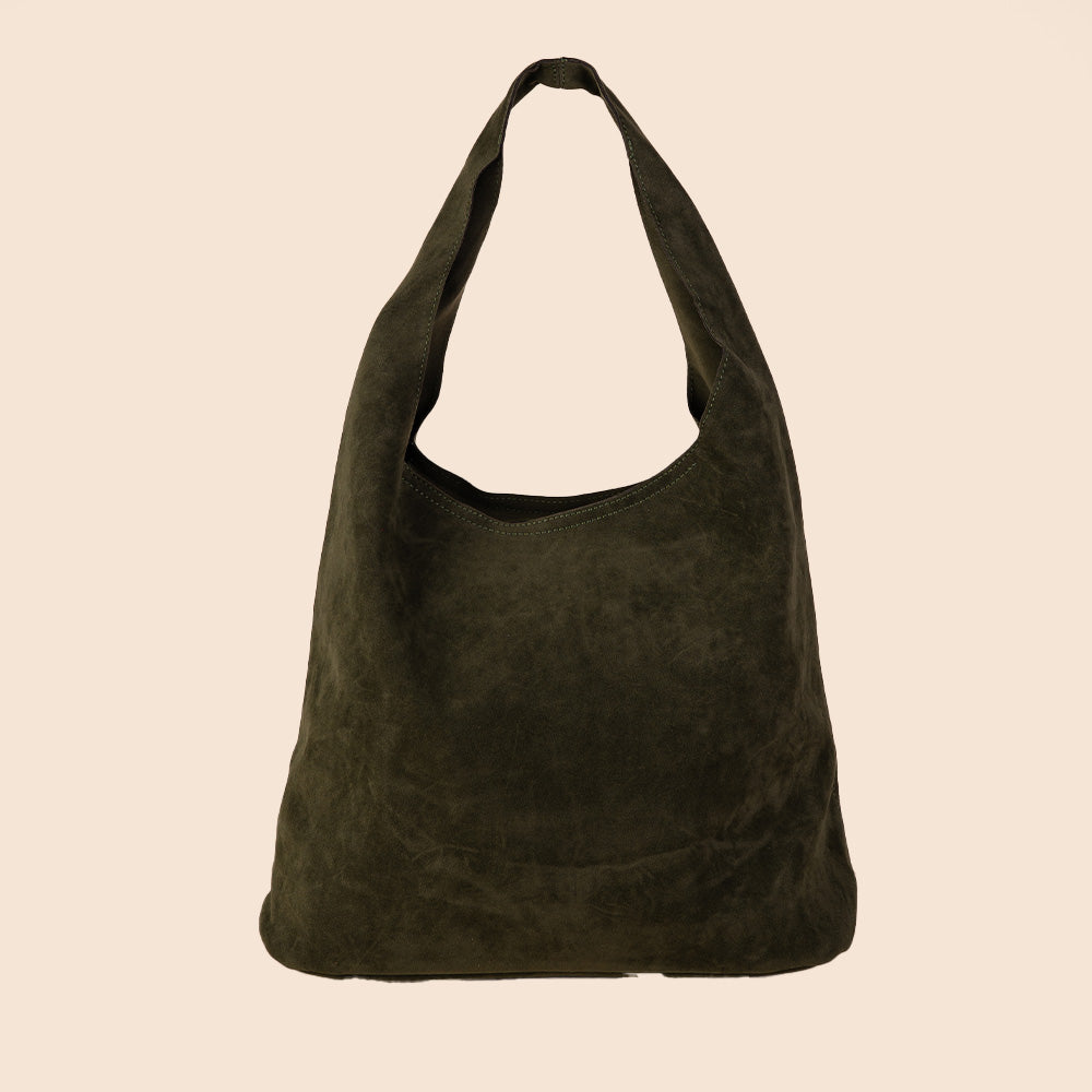 BORSA A SPALLA ECO CAMOSCIO CON SVUOTA BORSA E TRACOLLA ESTERNA