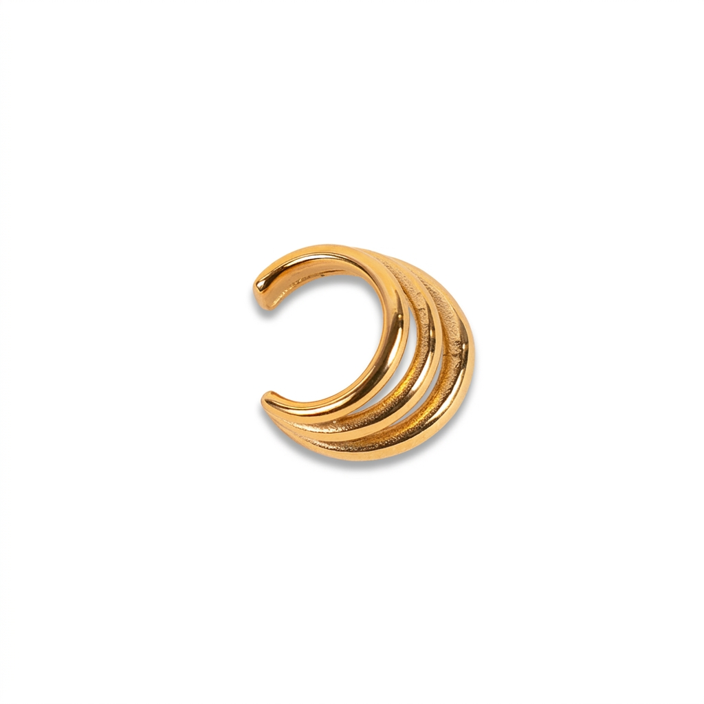 EARCUFF EARRING WITH THREE DISCS OF DIFFERENT WIDTHS