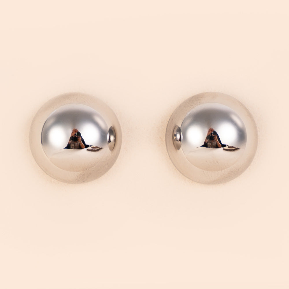 16MM POLISHED BUTTON STUD EARRINGS