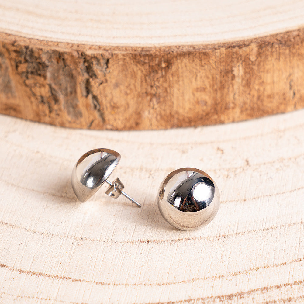 16MM POLISHED BUTTON STUD EARRINGS