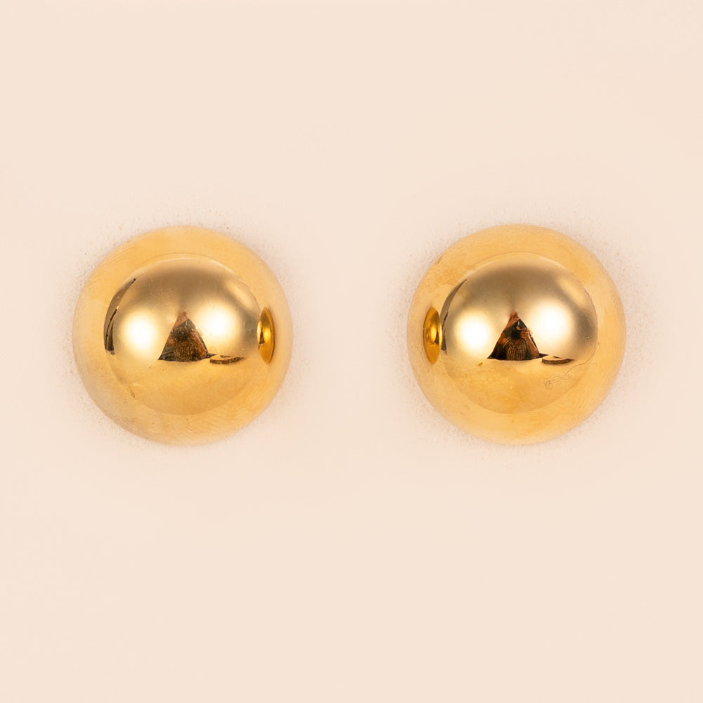 16MM POLISHED BUTTON STUD EARRINGS