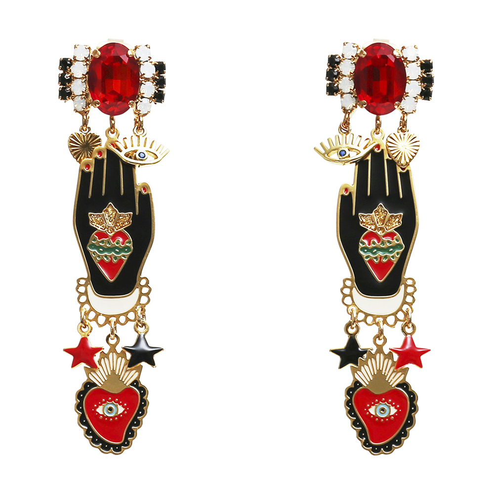 ORECCHINI PENDENTI CON CUORE SACRO SAINT LUCIE