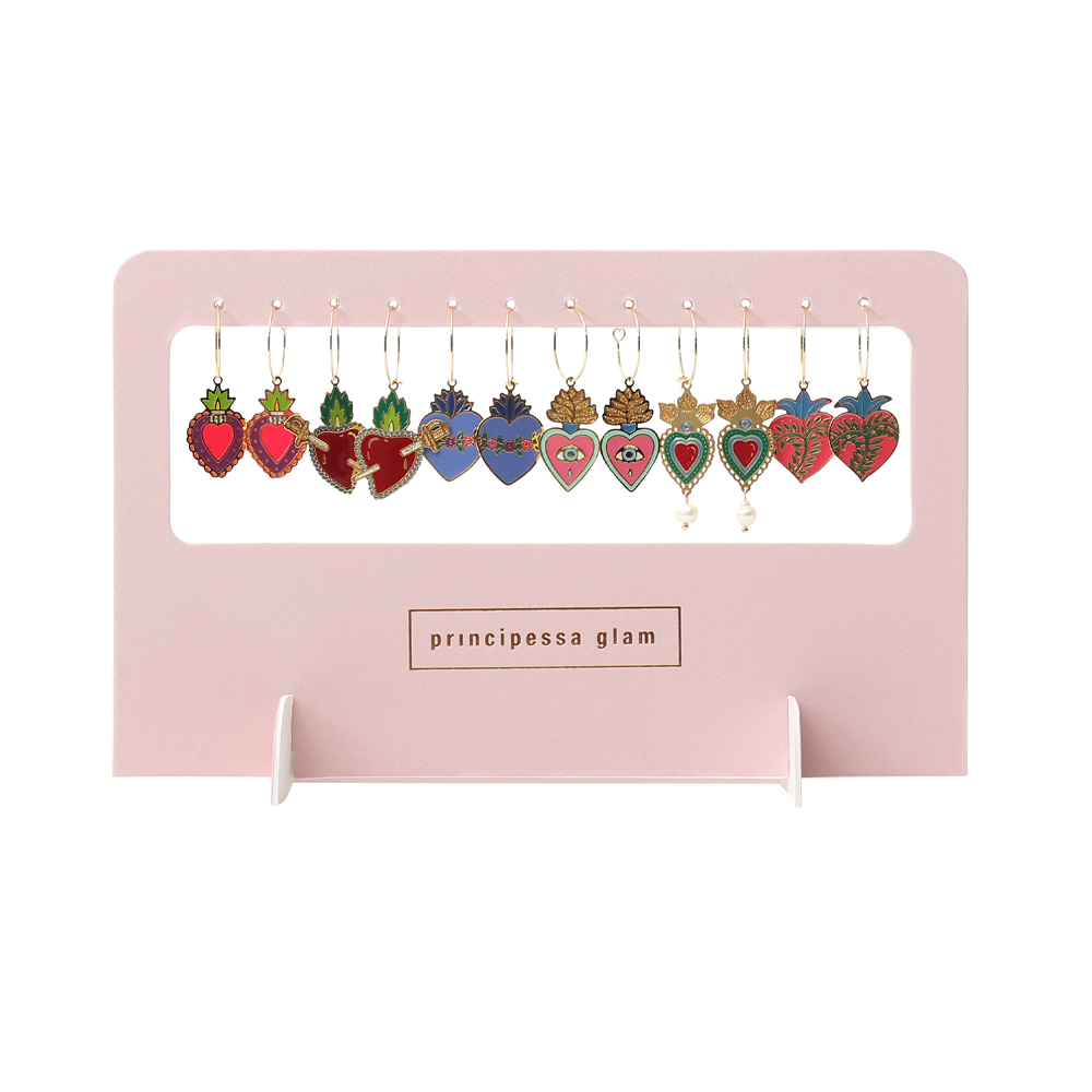 SACRED HEART DANGLING EARRINGS HEARTS