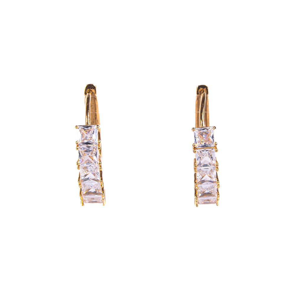 18MM FRONT RHINESTONE HOOP DANGLING EARRINGS