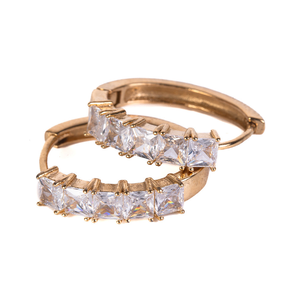 18MM FRONT RHINESTONE HOOP DANGLING EARRINGS