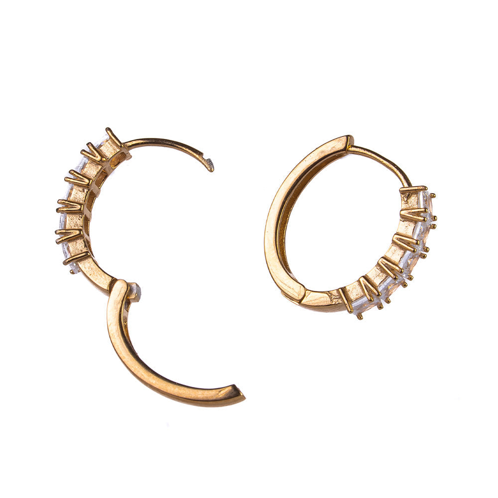 18MM FRONT RHINESTONE HOOP DANGLING EARRINGS