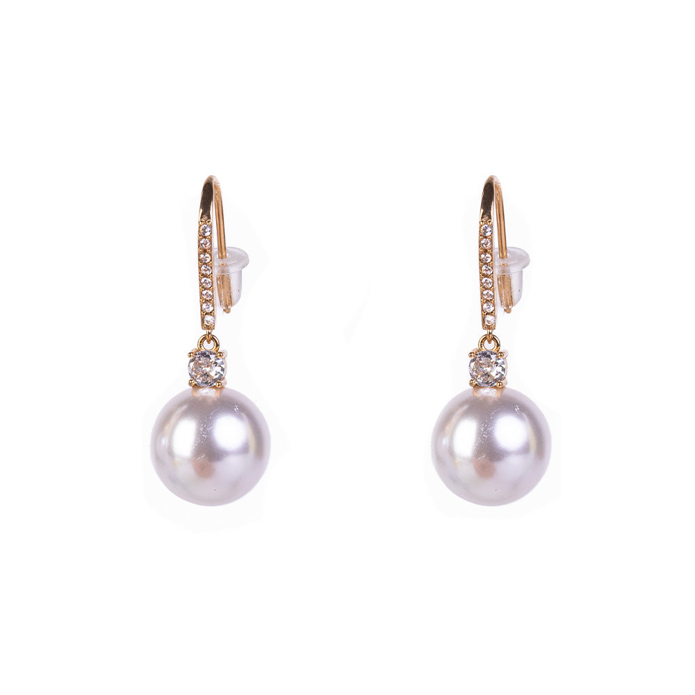 ORECCHINI PENDENTI CON STRASS E PERLA PENDENTE