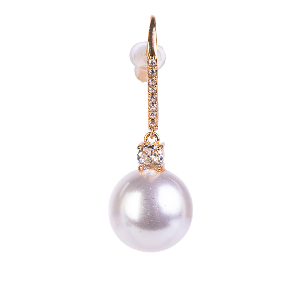 ORECCHINI PENDENTI CON STRASS E PERLA PENDENTE