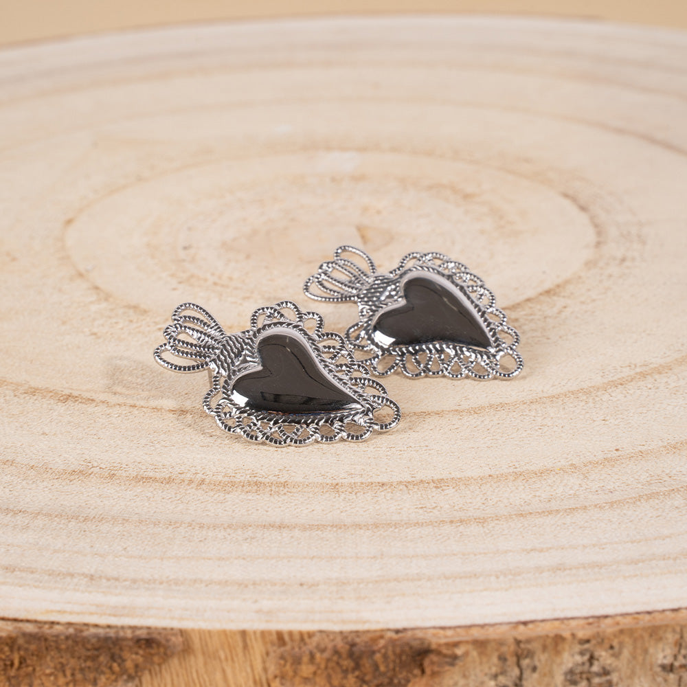 ORECCHINI PENDENTI CON SACRO CUORE