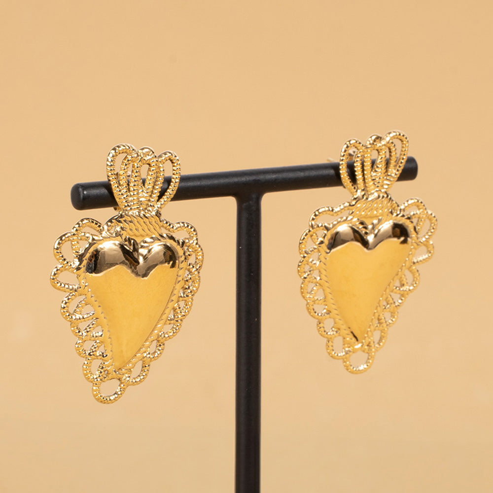 ORECCHINI PENDENTI CON SACRO CUORE