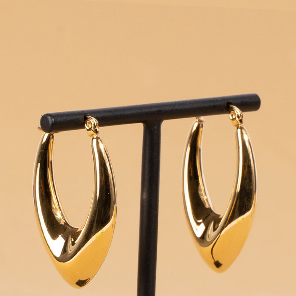 ROUNDED V-SHAPED DANGLING EARRINGS