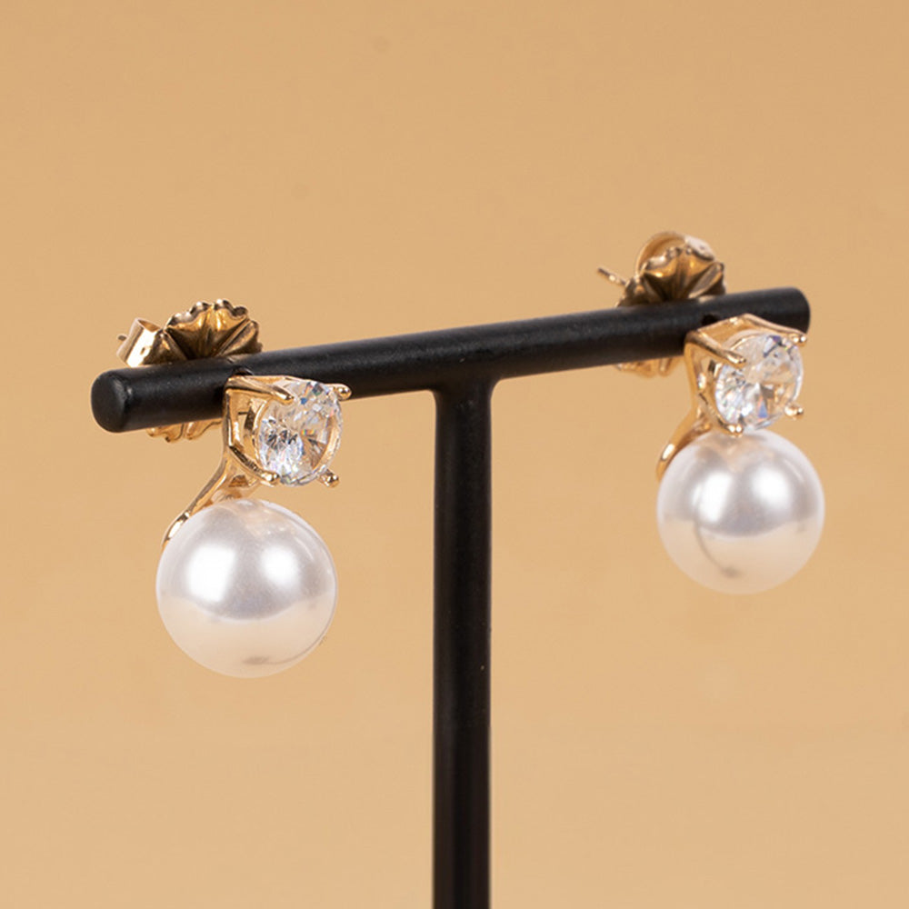 RHINESTONE AND PEARL LIGHT POINT DANGLING EARRINGS