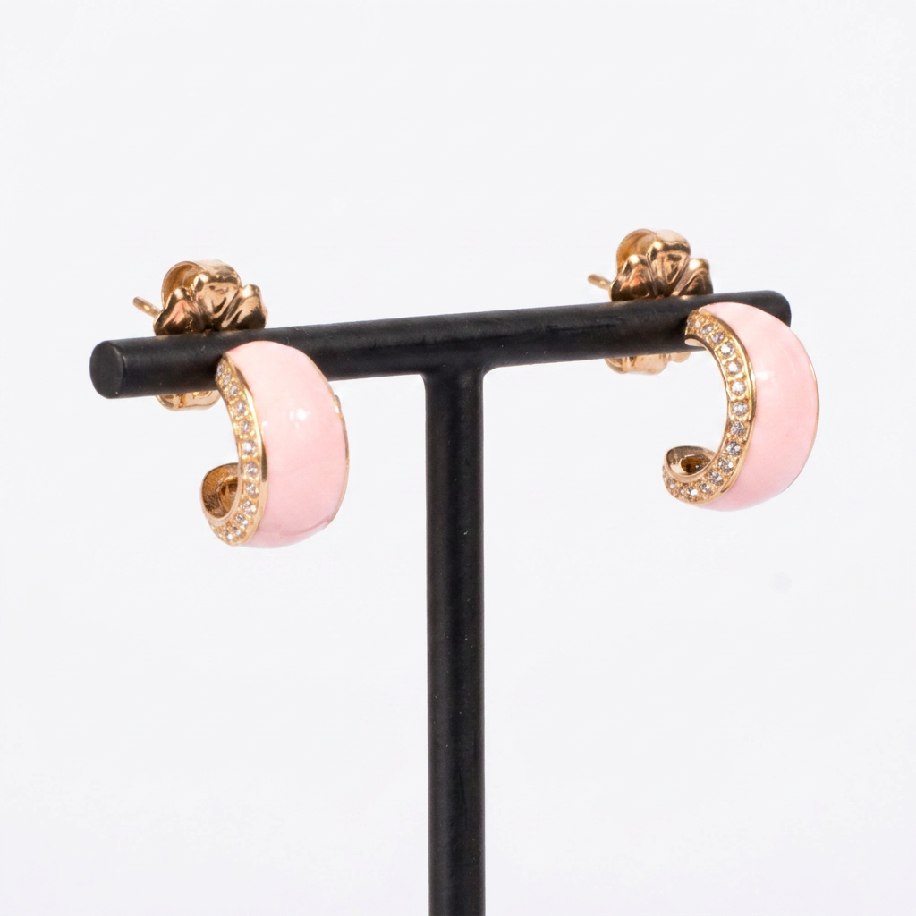 PAINTED RHINESTONE HOOP STUD EARRINGS