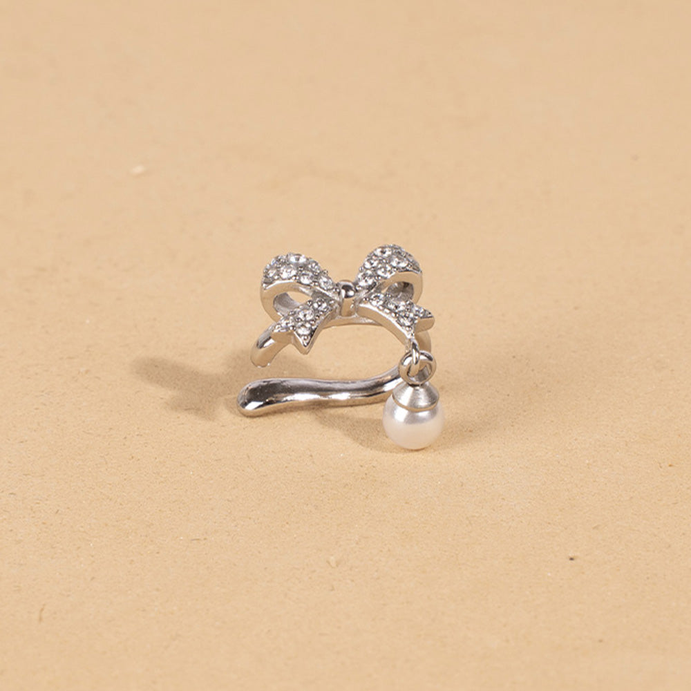 ORECCHINI EARCUFF CON FIOCCO PERLA E STRASS