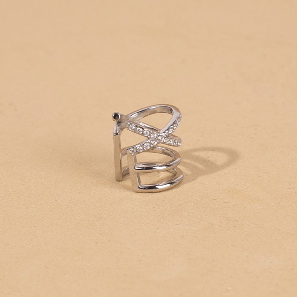CROSSED RHINESTONE EARCUFF EARRINGS