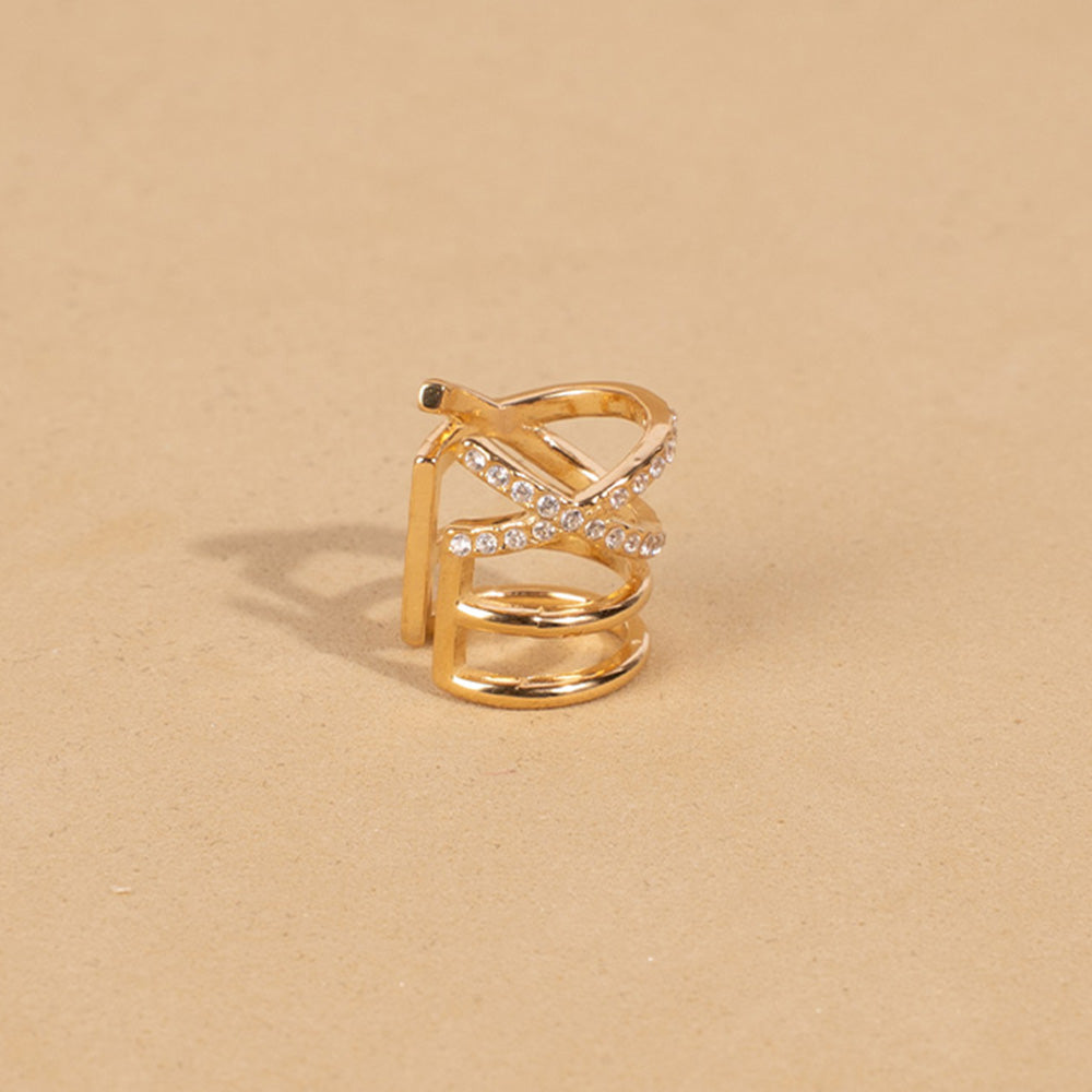 CROSSED RHINESTONE EARCUFF EARRINGS