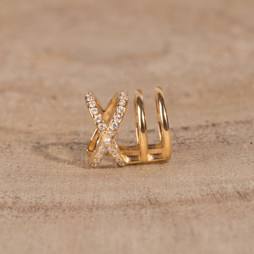 CROSSED RHINESTONE EARCUFF EARRINGS