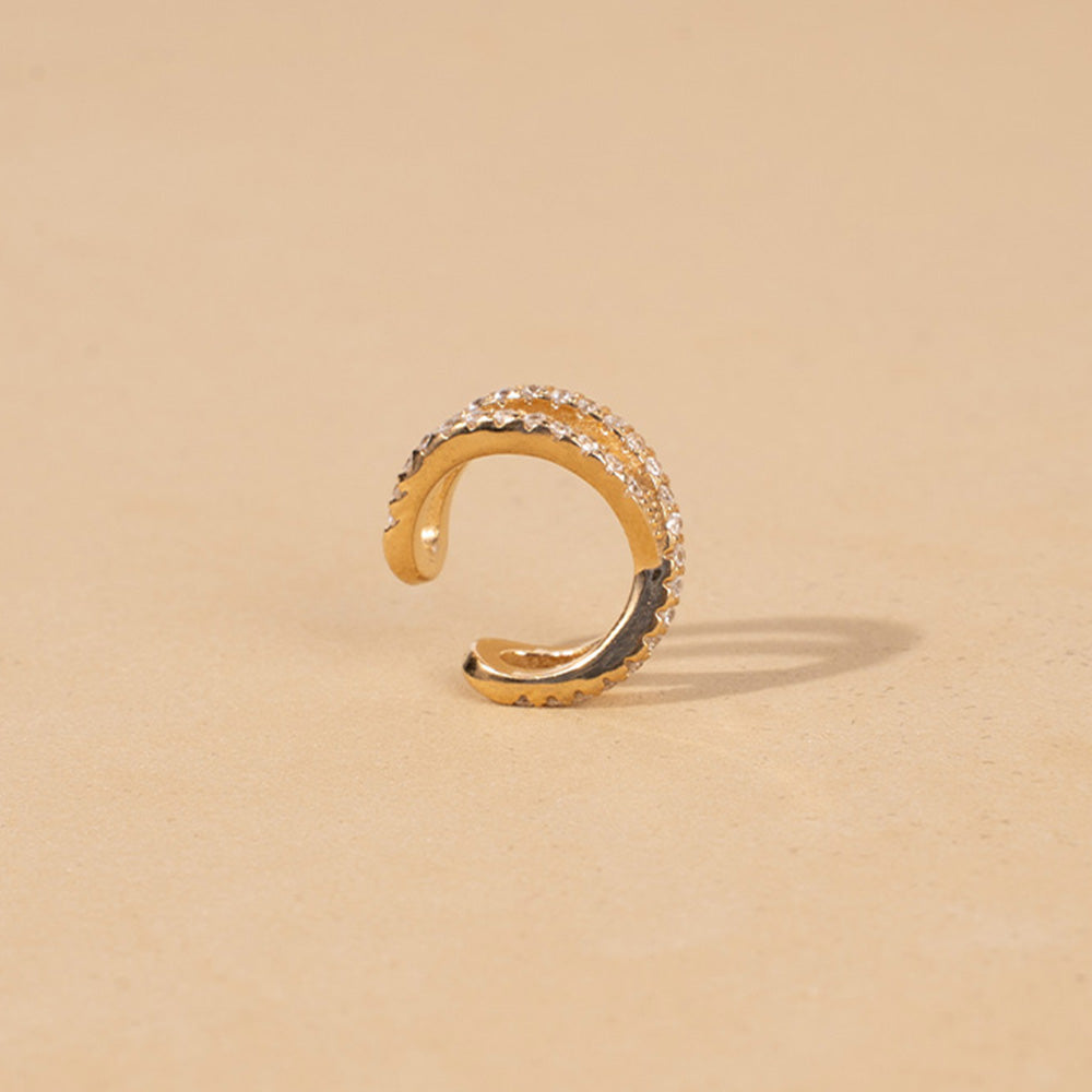 ORECCHINI EARCUFF DOPPIA FASCIA INCROCIATA CON STRASS