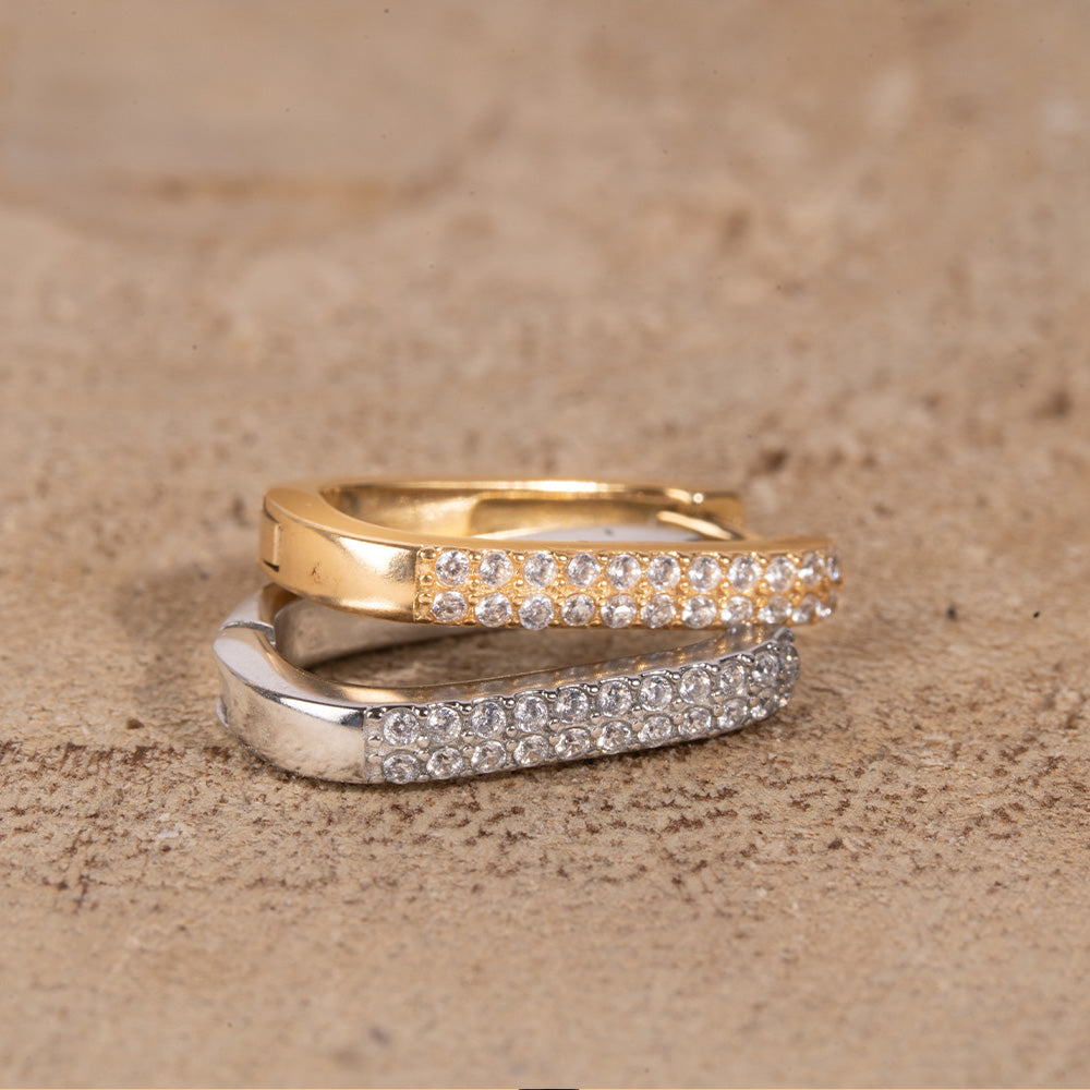 ORECCHINI RETTANGOLO ARROTONDATO CON STRASS