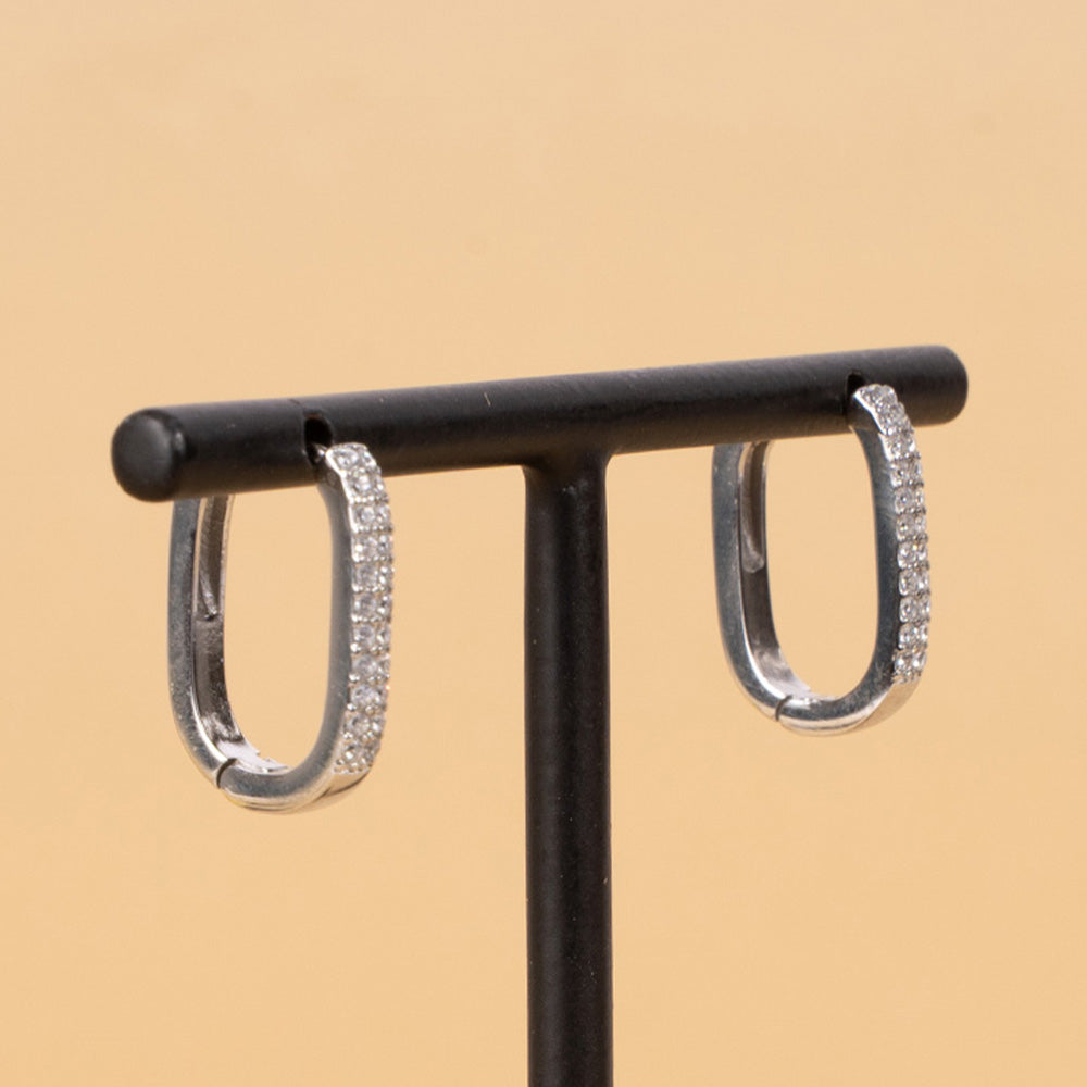 ORECCHINI RETTANGOLO ARROTONDATO CON STRASS
