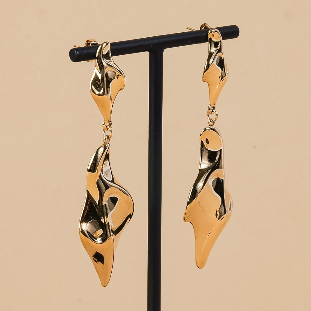 DOUBLE LEAF SHAPE STUD EARRINGS