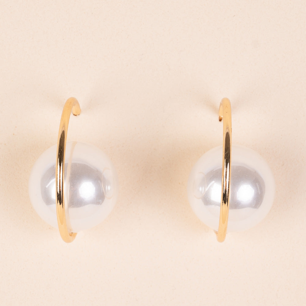 ORECCHINI PENDENTI A SEMICERCHIO CON PERLA