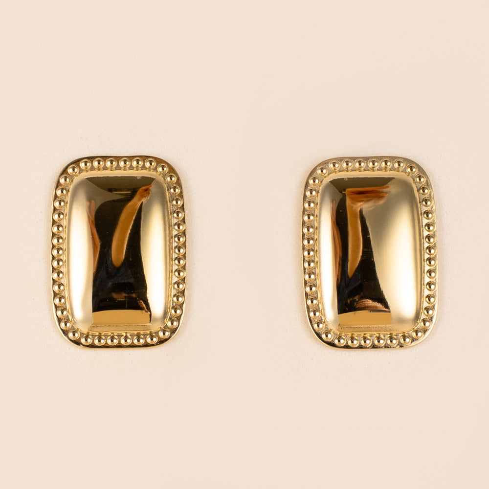 ORECCHINI A RETTANGOLO IN RILIEVO CON CORNICE PUNTINATA