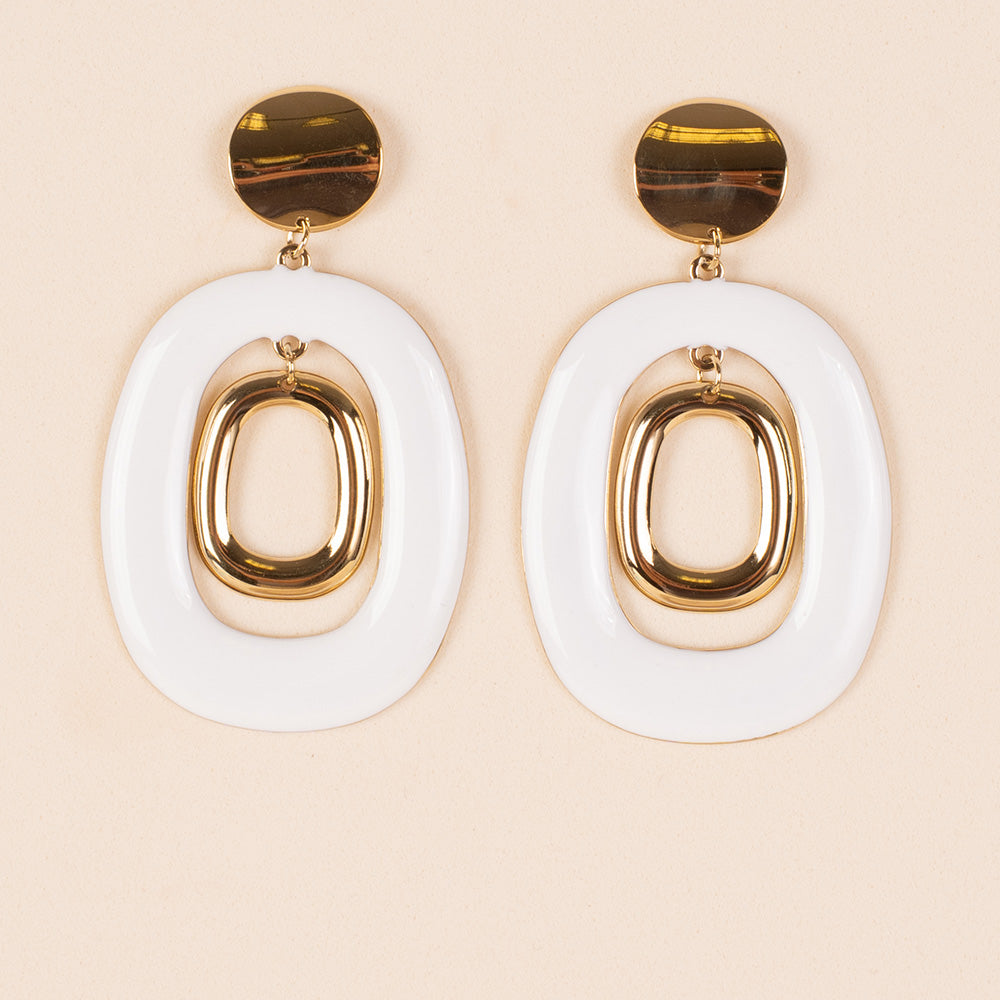 ORECCHINI PENDENTI CON CIONDOLI OVALI DI DUE DIMENSIONI