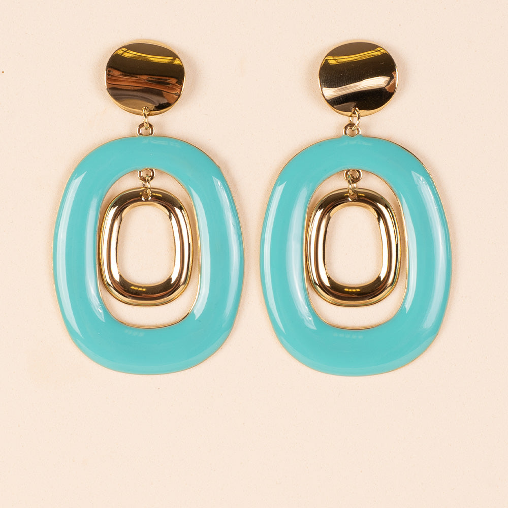 ORECCHINI PENDENTI CON CIONDOLI OVALI DI DUE DIMENSIONI