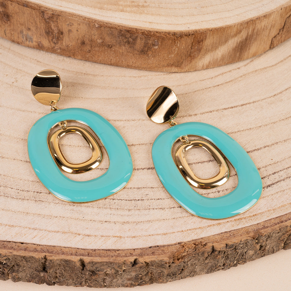 ORECCHINI PENDENTI CON CIONDOLI OVALI DI DUE DIMENSIONI