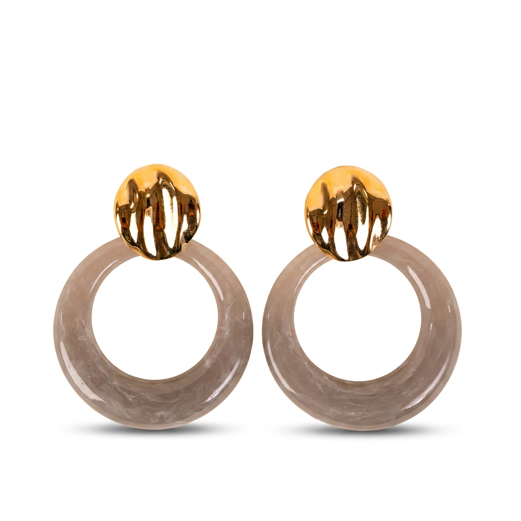 MARBLE HOOP DANGLING EARRINGS